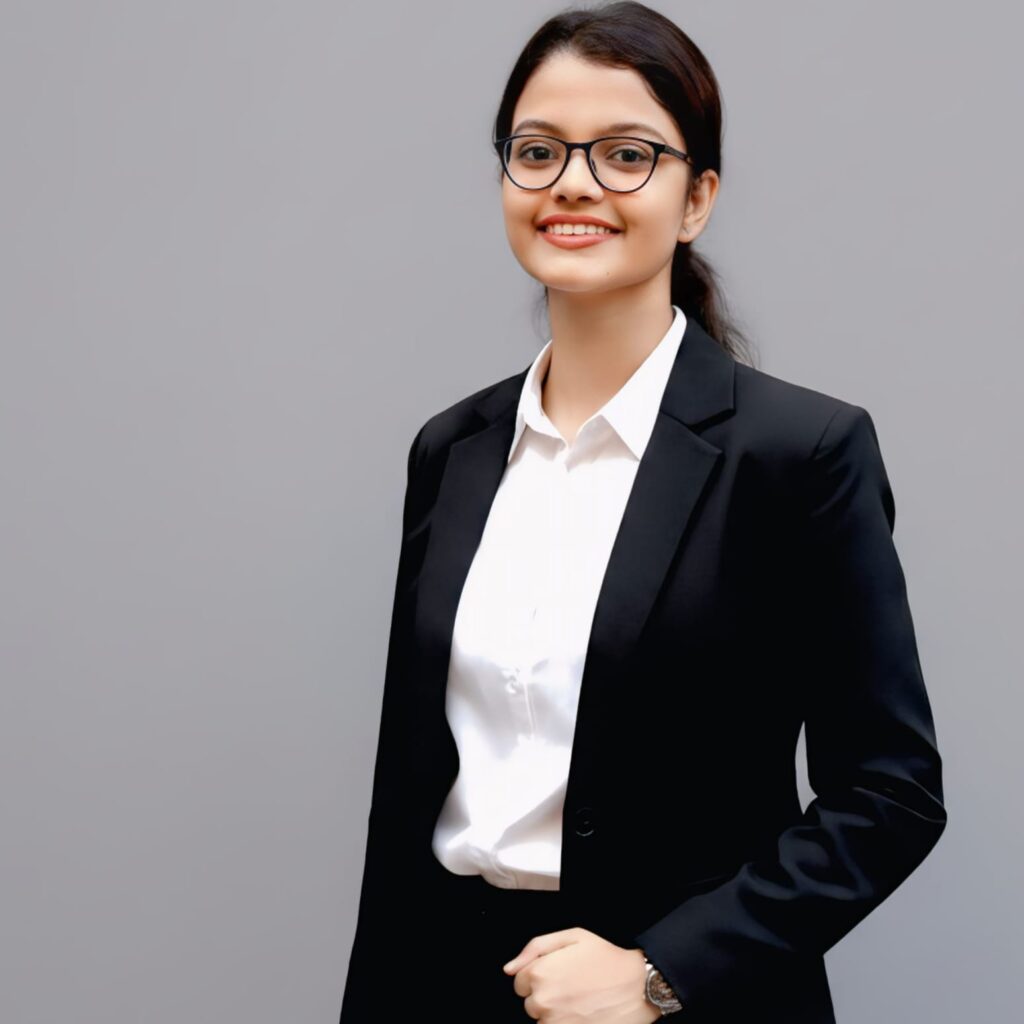 Priti Halder, digital marketing professional, in formal business attire, confident and professional portfolio photo.